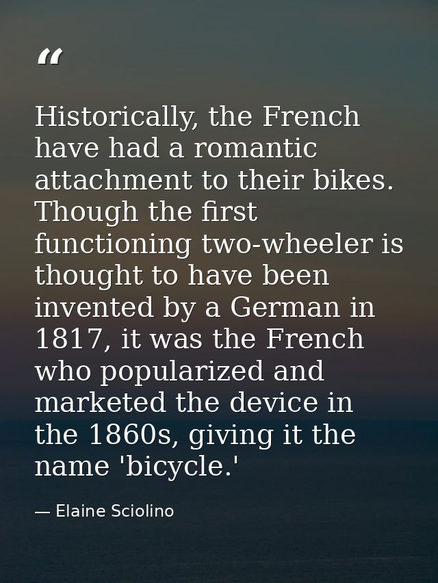 Historically, the French have had a romantic attachment to their bikes. Though the first functioning two-wheeler is thou — Elaine Sciolino