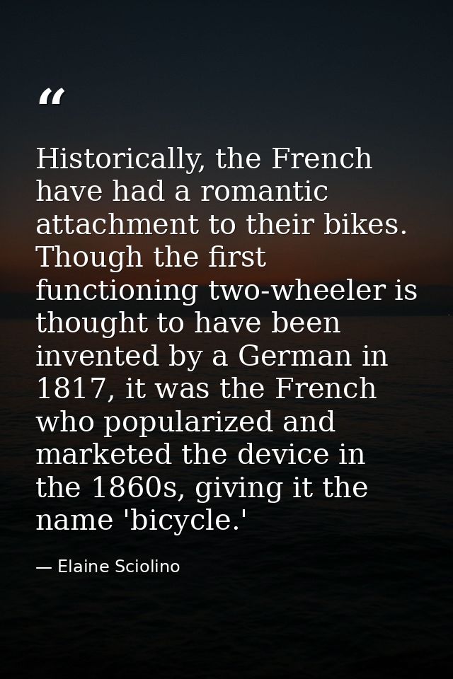 Historically, the French have had a romantic attachment to their bikes. Though the first functioning two-wheeler is thou — Elaine Sciolino