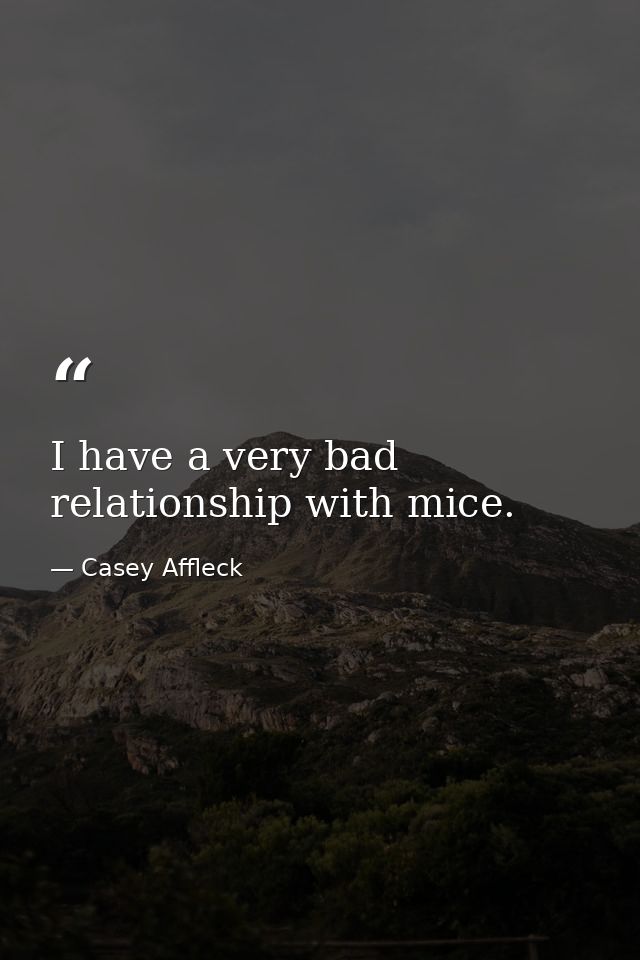 I have a very bad relationship with mice. — Casey Affleck