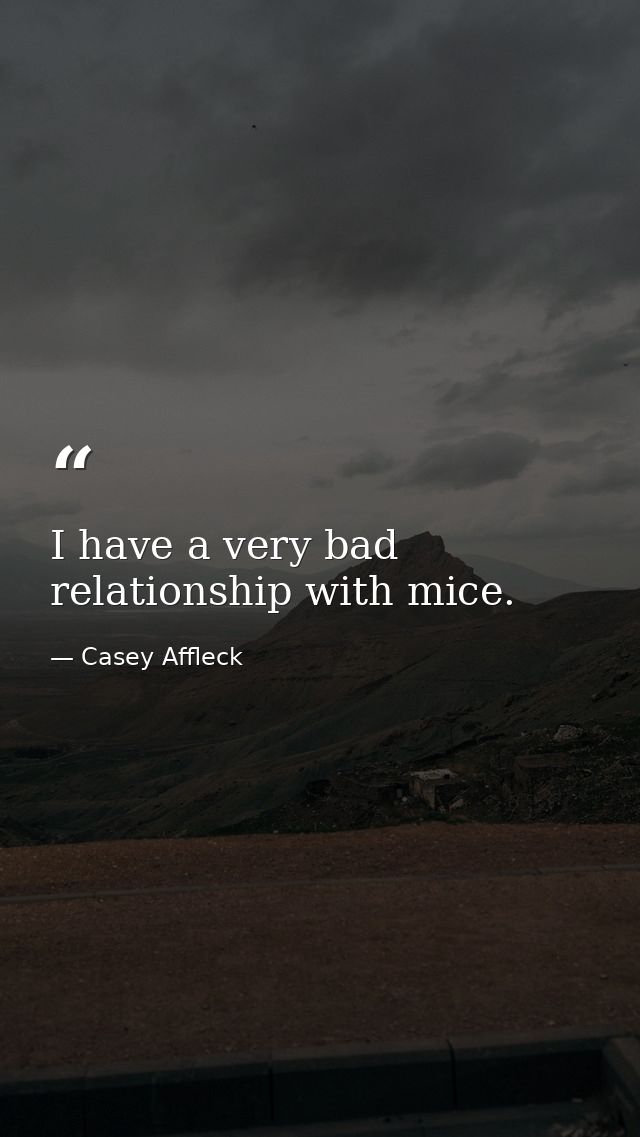 I have a very bad relationship with mice. — Casey Affleck