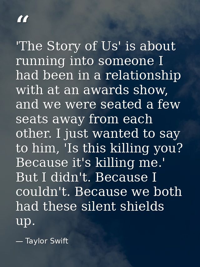 'The Story of Us' is about running into someone I had been in a relationship with at an awards show, and we were seated  — Taylor Swift