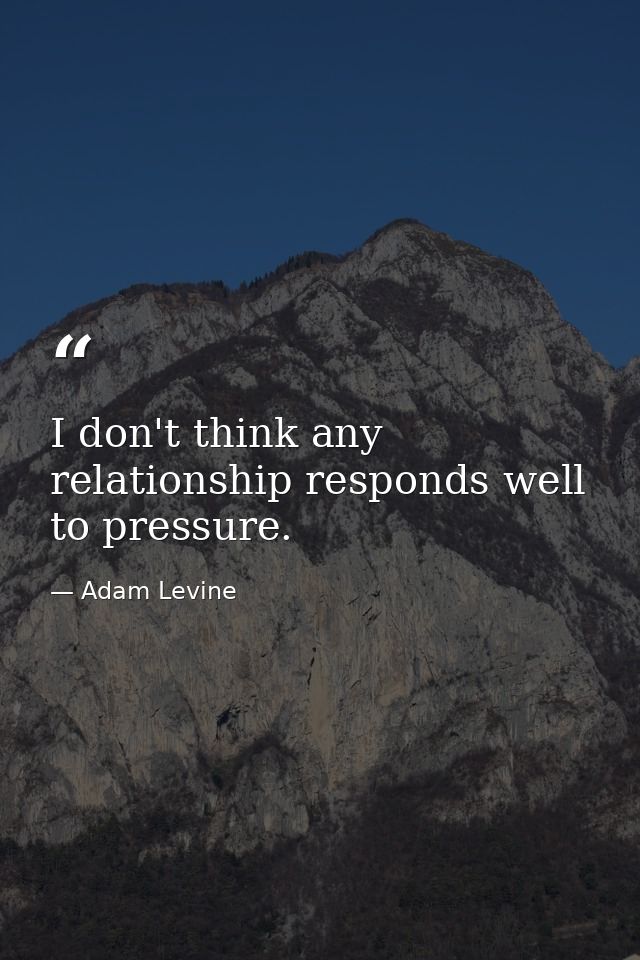 I don't think any relationship responds well to pressure. — Adam Levine