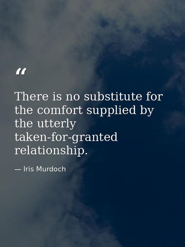 There is no substitute for the comfort supplied by the utterly taken-for-granted relationship. — Iris Murdoch