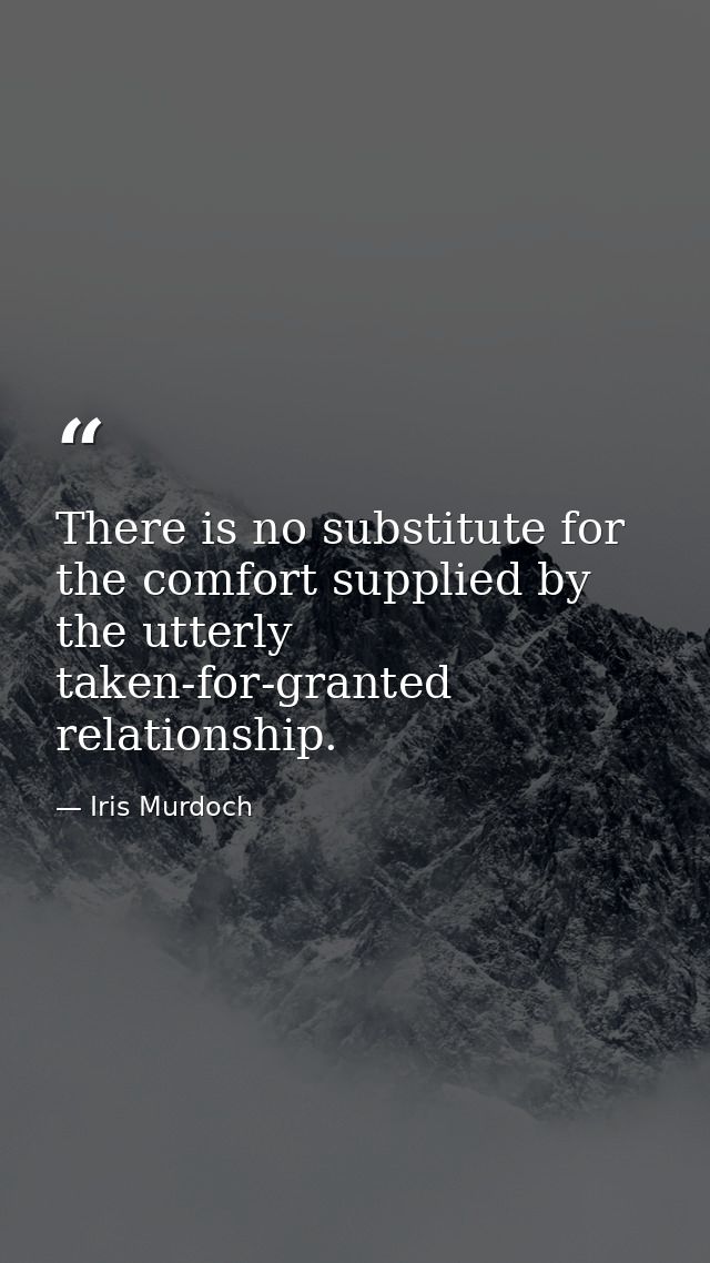 There is no substitute for the comfort supplied by the utterly taken-for-granted relationship. — Iris Murdoch