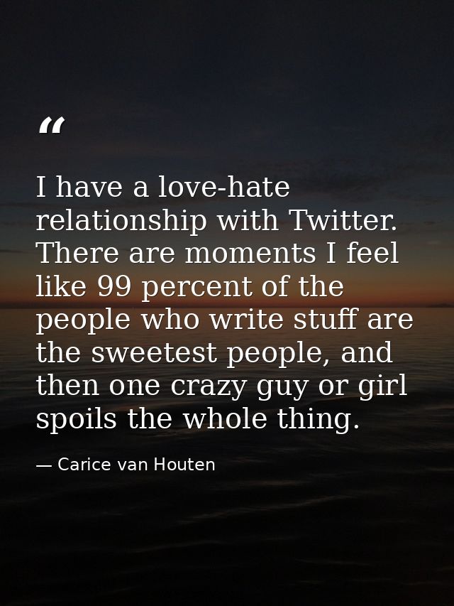 I have a love-hate relationship with Twitter. There are moments I feel like 99 percent of the people who write stuff are — Carice van Houten