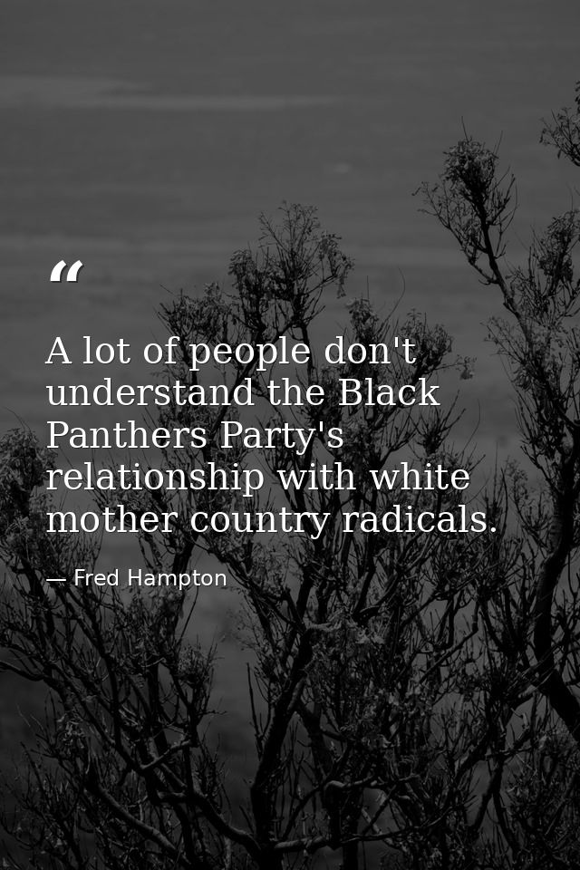 A lot of people don't understand the Black Panthers Party's relationship with white mother country radicals. — Fred Hampton