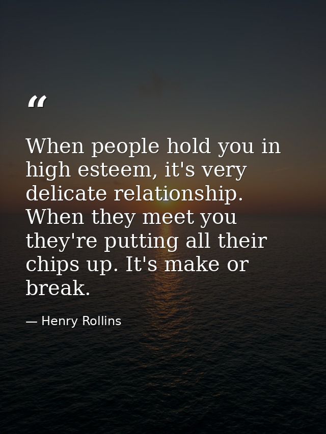 When people hold you in high esteem, it's very delicate relationship. When they meet you they're putting all their chips — Henry Rollins