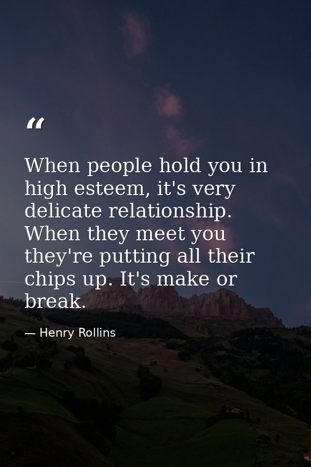 When people hold you in high esteem, it's very delicate relationship. When they meet you they're putting all their chips — Henry Rollins