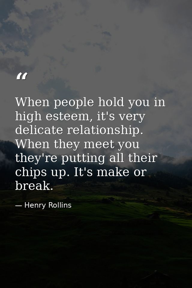 When people hold you in high esteem, it's very delicate relationship. When they meet you they're putting all their chips — Henry Rollins