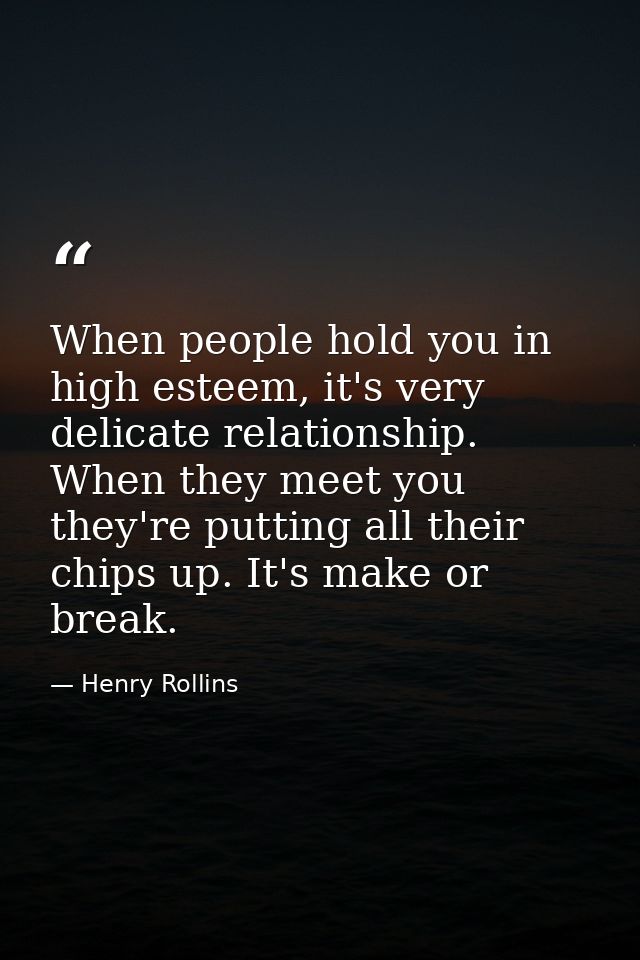 When people hold you in high esteem, it's very delicate relationship. When they meet you they're putting all their chips — Henry Rollins