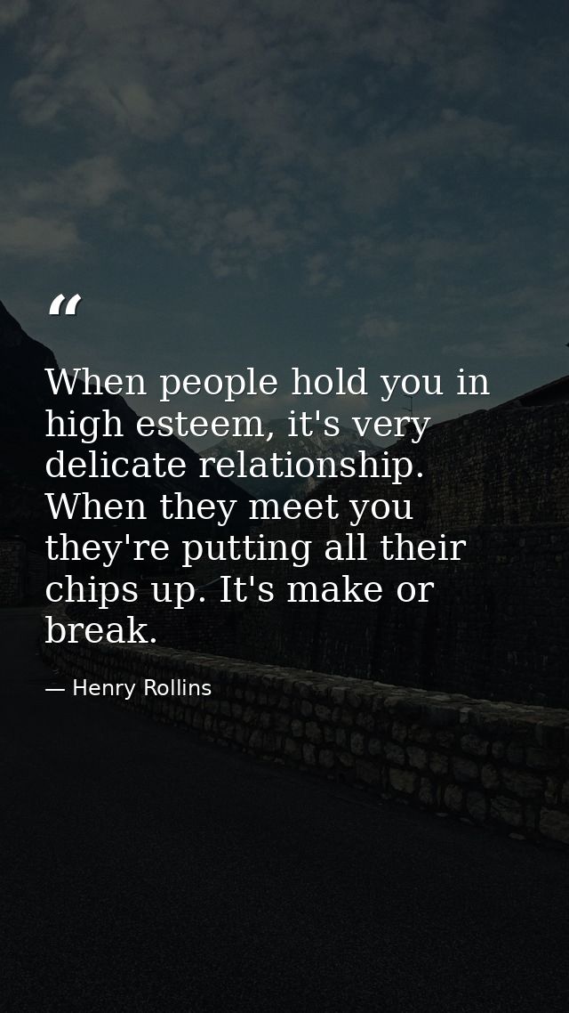 When people hold you in high esteem, it's very delicate relationship. When they meet you they're putting all their chips — Henry Rollins