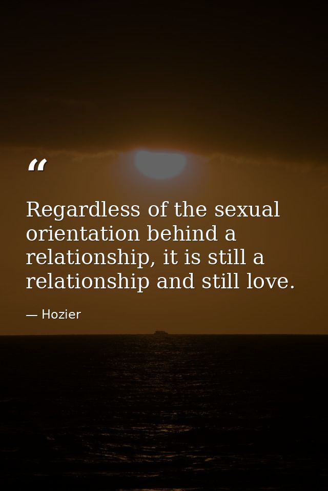 Regardless of the sexual orientation behind a relationship, it is still a relationship and still love. — Hozier