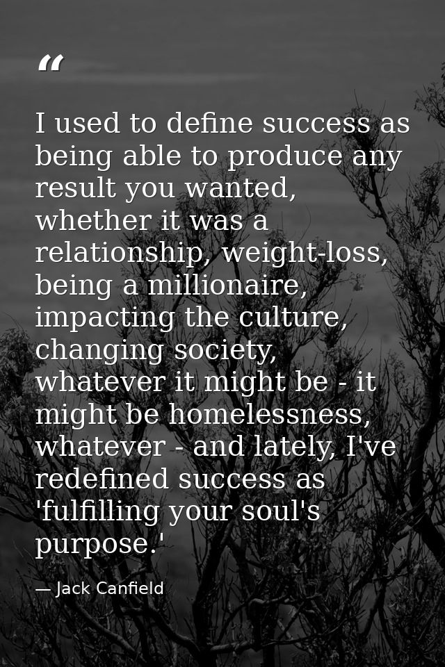 I used to define success as being able to produce any result you wanted, whether it was a relationship, weight-loss, bei — Jack Canfield