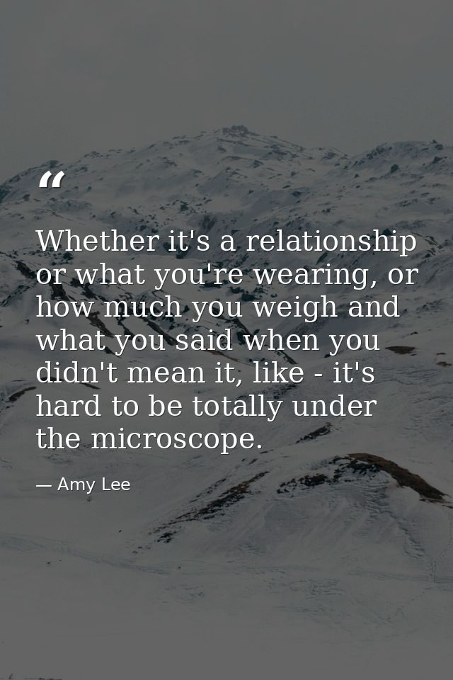Whether it's a relationship or what you're wearing, or how much you weigh and what you said when you didn't mean it, lik — Amy Lee