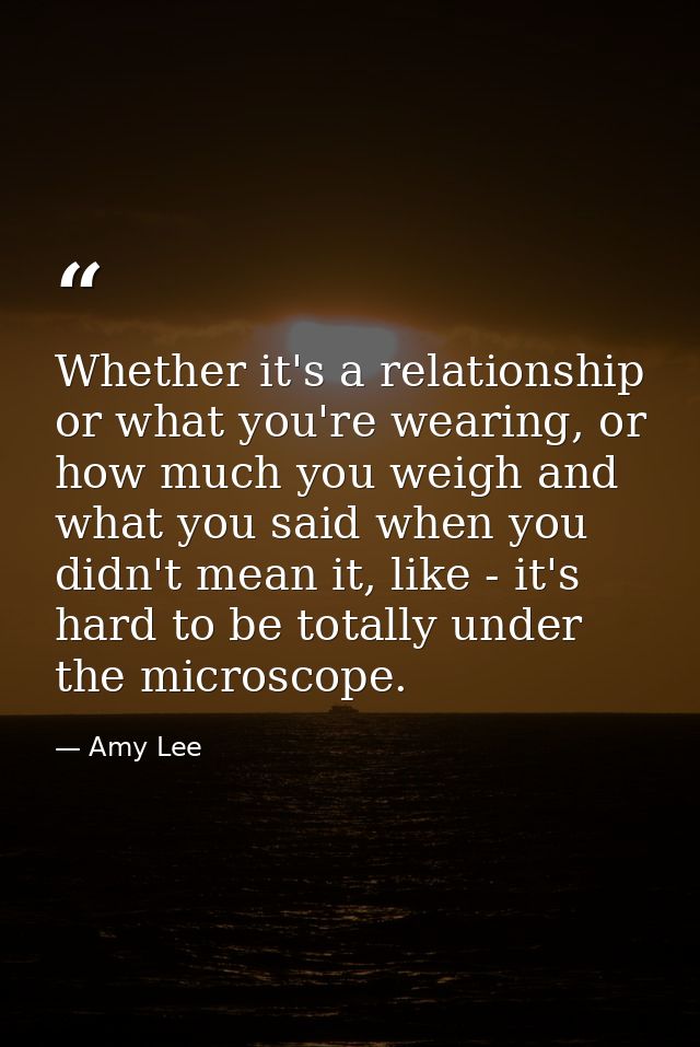 Whether it's a relationship or what you're wearing, or how much you weigh and what you said when you didn't mean it, lik — Amy Lee