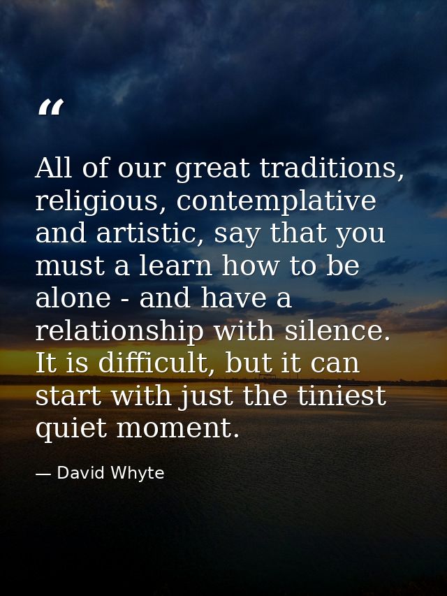All of our great traditions, religious, contemplative and artistic, say that you must a learn how to be alone - and have — David Whyte