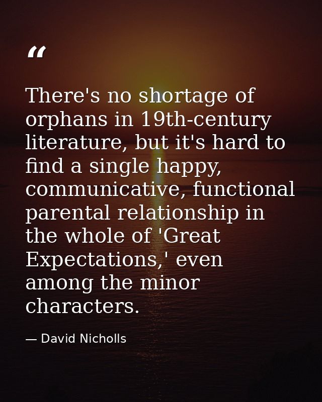 There's no shortage of orphans in 19th-century literature, but it's hard to find a single happy, communicative, function — David Nicholls