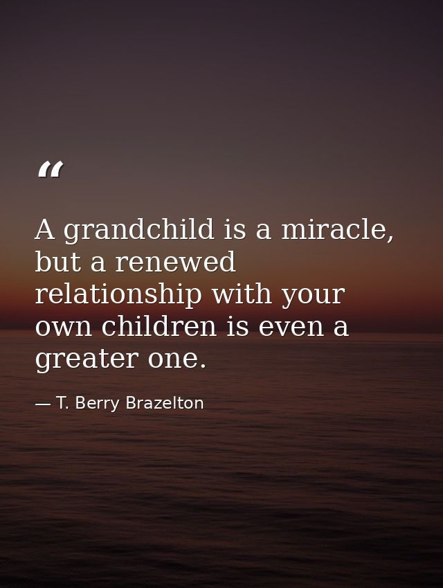 A grandchild is a miracle, but a renewed relationship with your own children is even a greater one. — T. Berry Brazelton