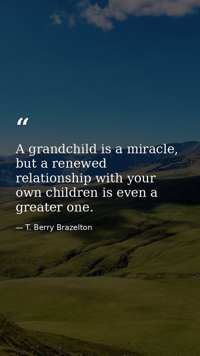A grandchild is a miracle, but a renewed relationship with your own children is even a greater one. — T. Berry Brazelton