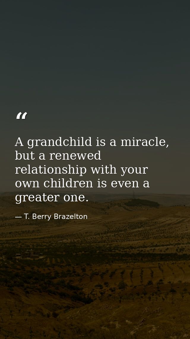A grandchild is a miracle, but a renewed relationship with your own children is even a greater one. — T. Berry Brazelton