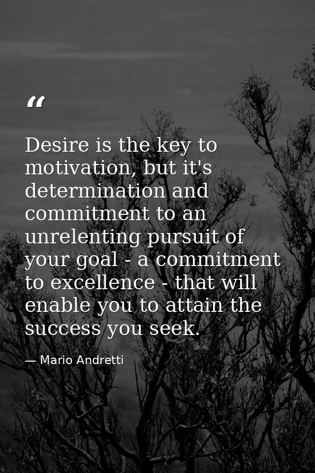 Desire is the key to motivation, but it's determination and commitment to an unrelenting pursuit of your goal - a commit — Mario Andretti