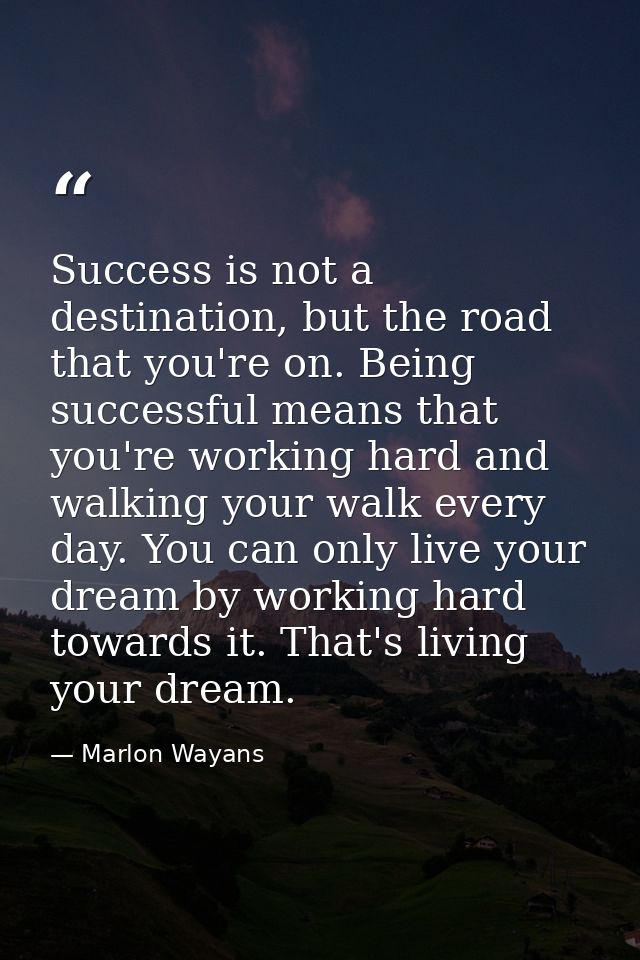 Success is not a destination, but the road that you're on. Being successful means that you're working hard and walking y — Marlon Wayans