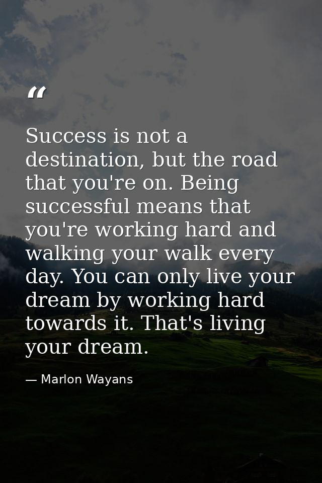 Success is not a destination, but the road that you're on. Being successful means that you're working hard and walking y — Marlon Wayans