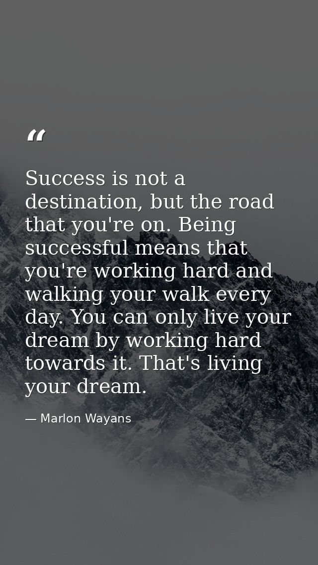 Success is not a destination, but the road that you're on. Being successful means that you're working hard and walking y — Marlon Wayans