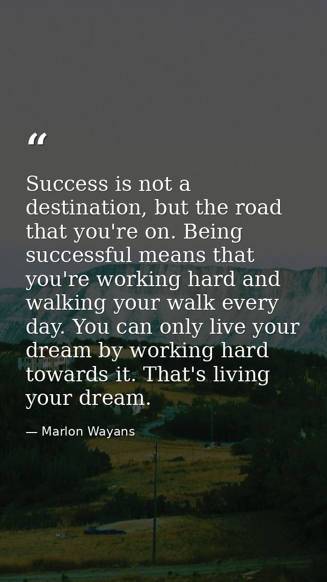Success is not a destination, but the road that you're on. Being successful means that you're working hard and walking y — Marlon Wayans