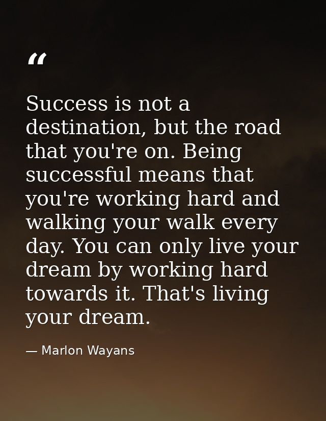 Success is not a destination, but the road that you're on. Being successful means that you're working hard and walking y — Marlon Wayans