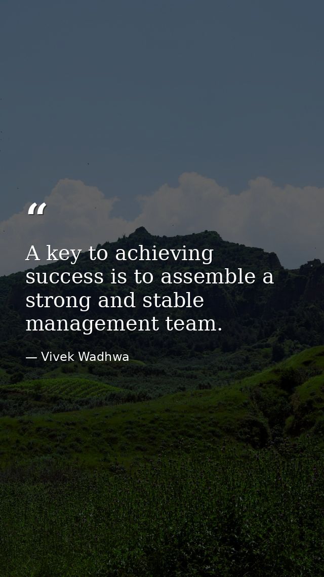 A key to achieving success is to assemble a strong and stable management team. — Vivek Wadhwa