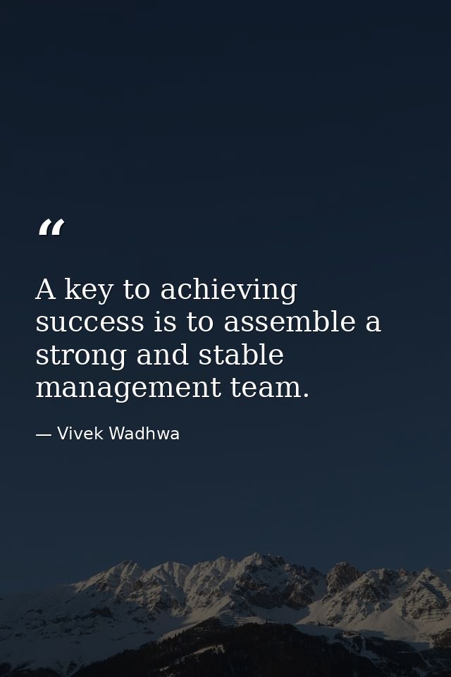 A key to achieving success is to assemble a strong and stable management team. — Vivek Wadhwa