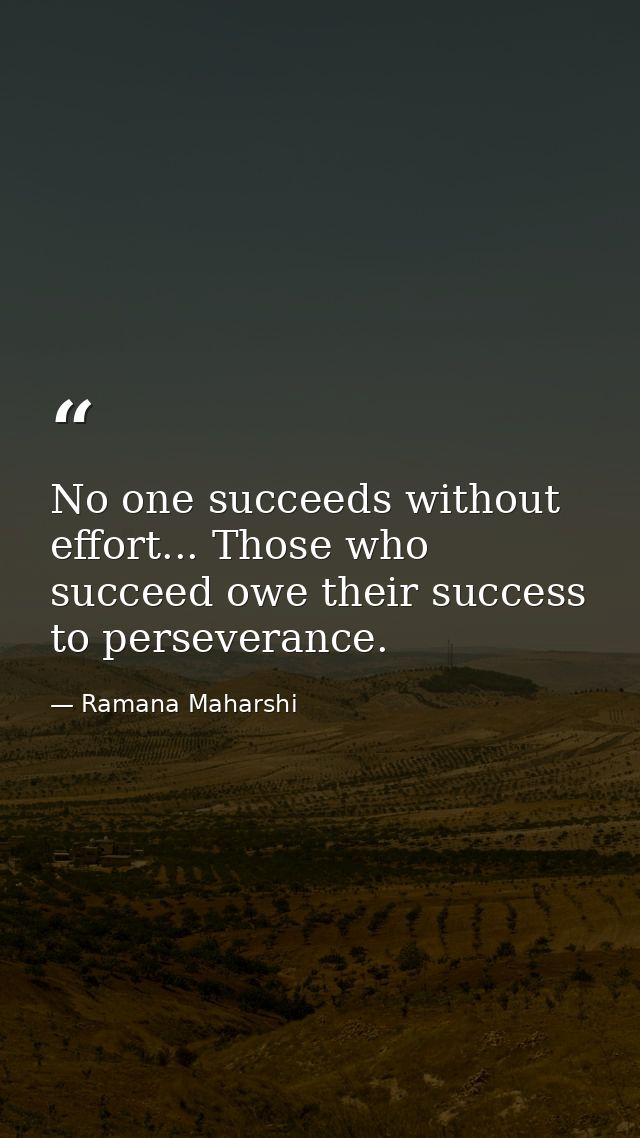 No one succeeds without effort... Those who succeed owe their success to perseverance. — Ramana Maharshi