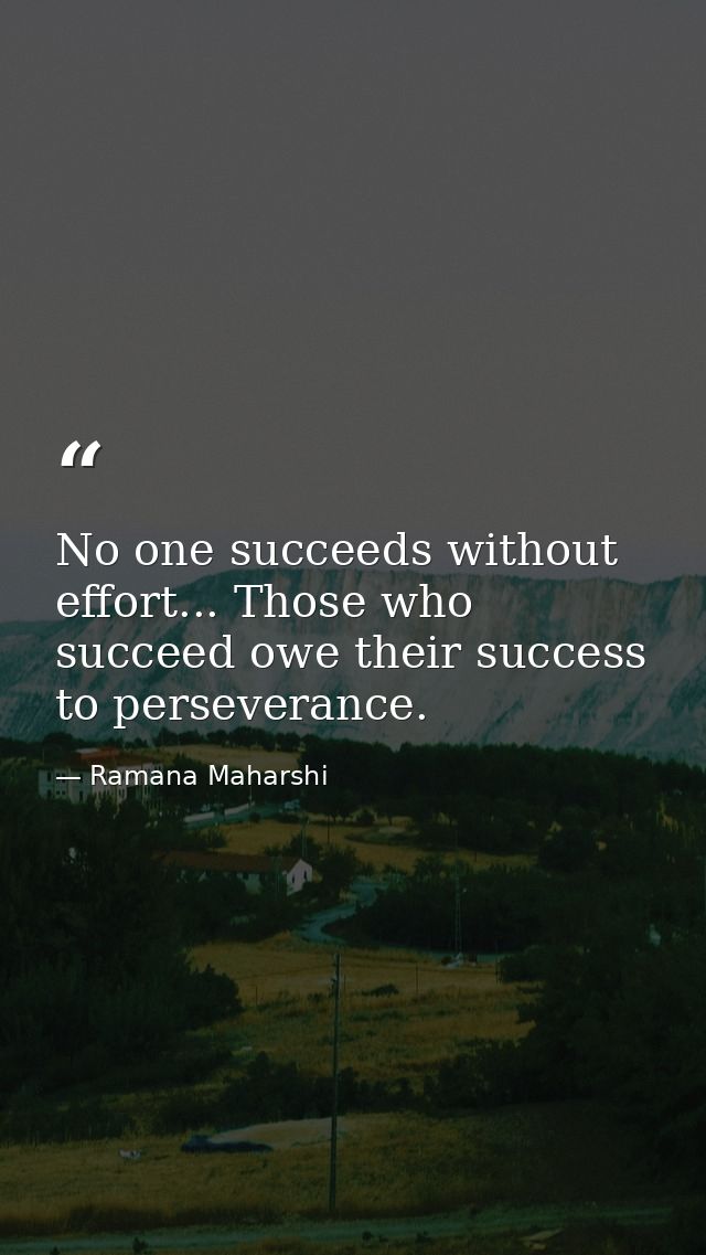 No one succeeds without effort... Those who succeed owe their success to perseverance. — Ramana Maharshi