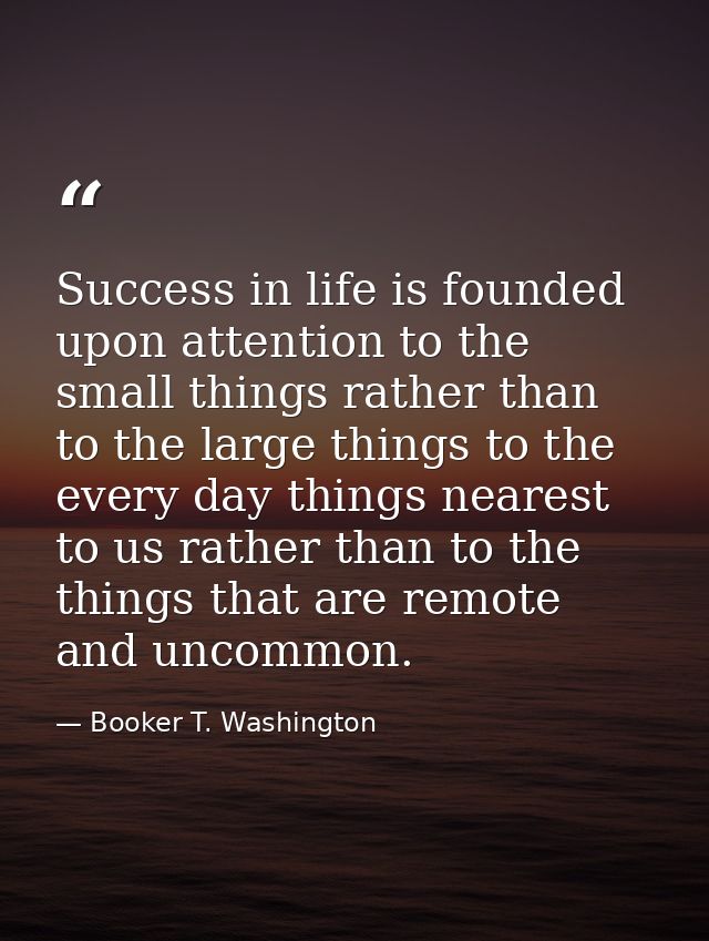 Success in life is founded upon attention to the small things rather than to the large things to the every day things ne — Booker T. Washington