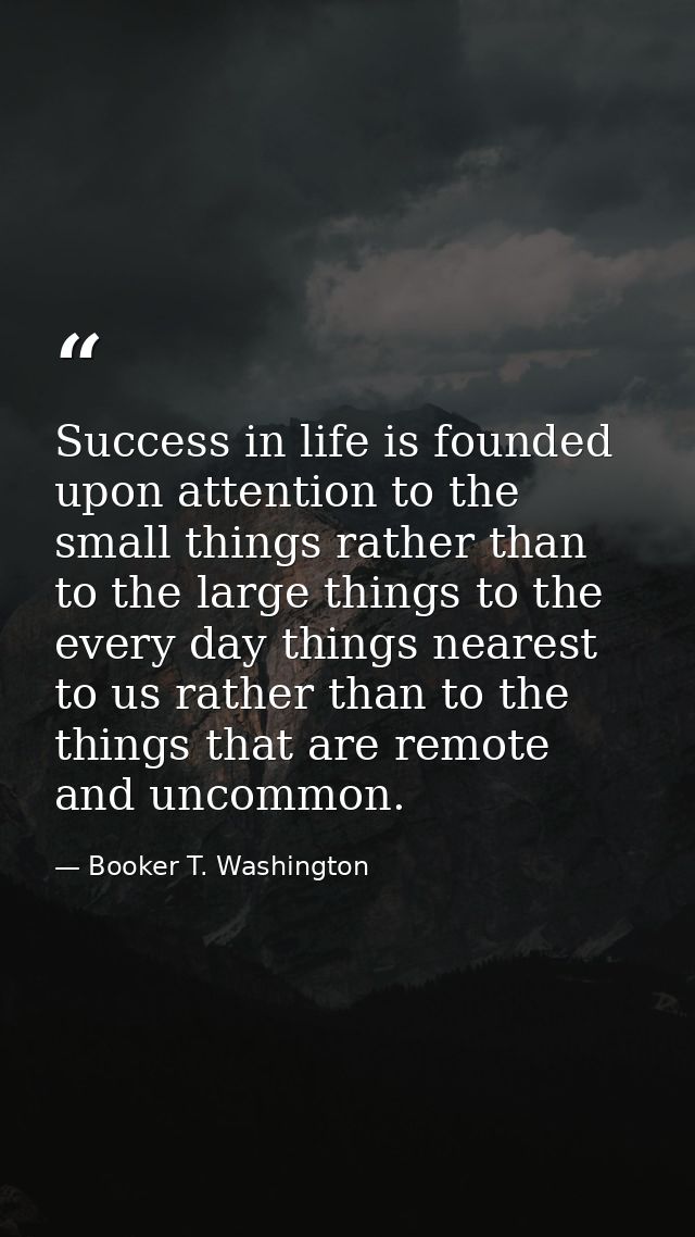 Success in life is founded upon attention to the small things rather than to the large things to the every day things ne — Booker T. Washington