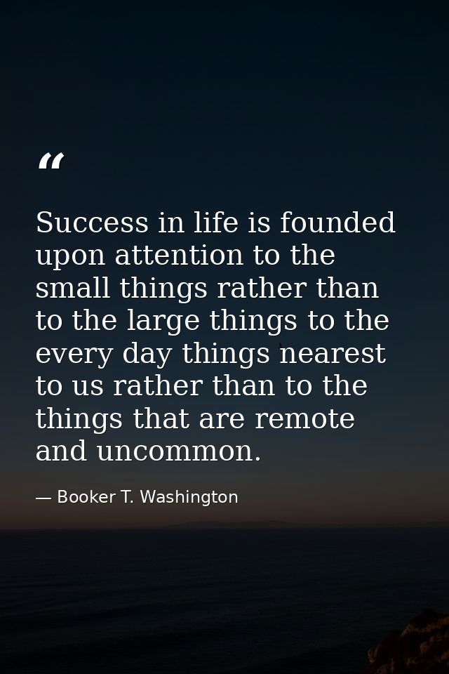 Success in life is founded upon attention to the small things rather than to the large things to the every day things ne — Booker T. Washington