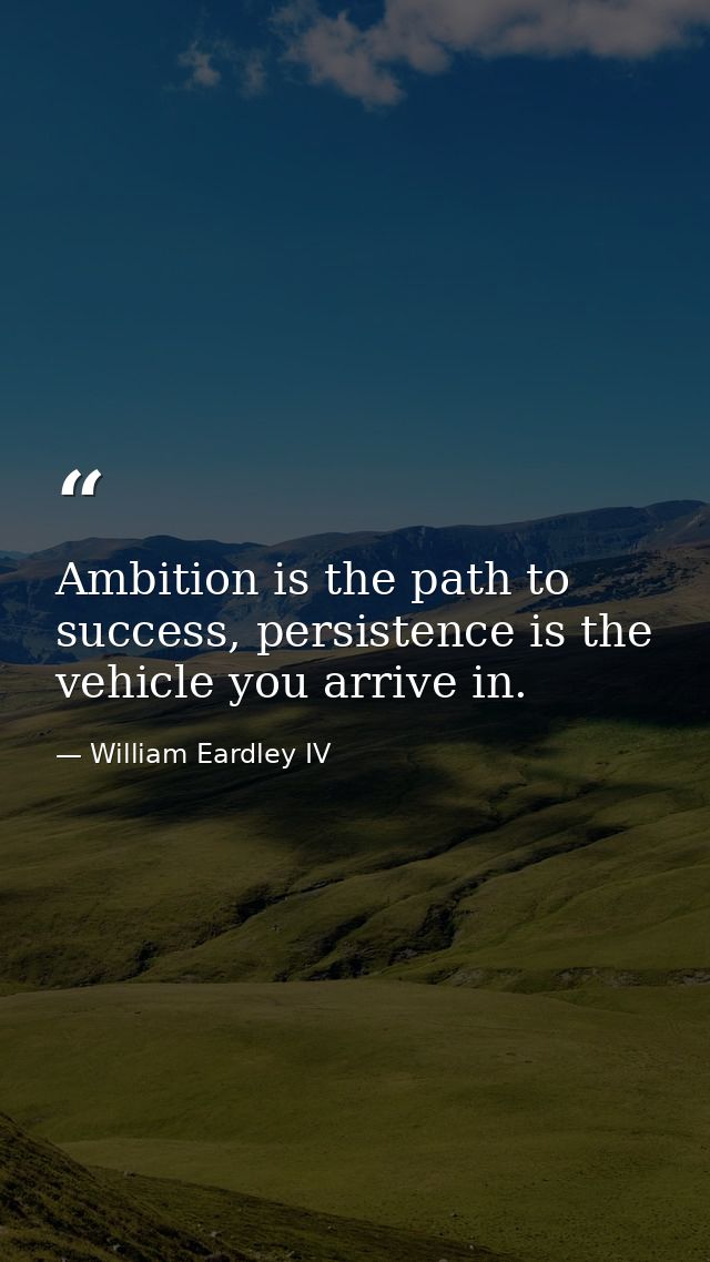 Ambition is the path to success, persistence is the vehicle you arrive in. — William Eardley IV