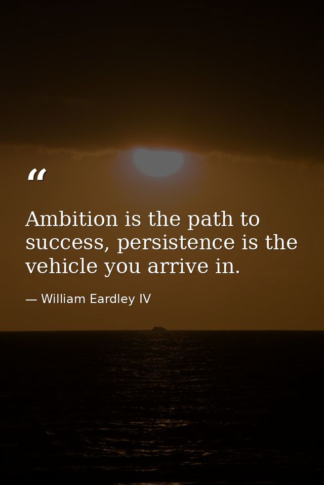 Ambition is the path to success, persistence is the vehicle you arrive in. — William Eardley IV