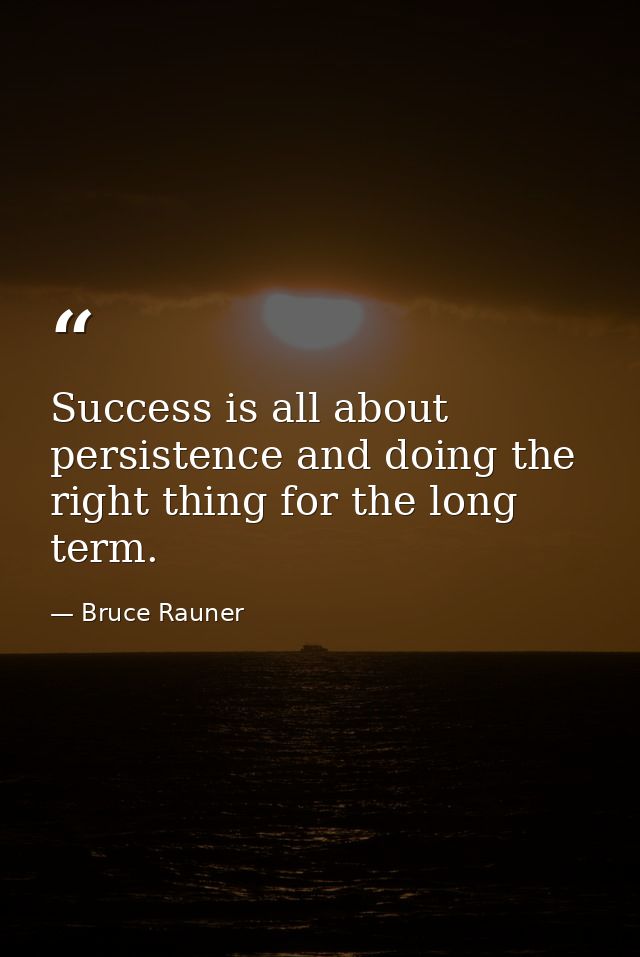 Success is all about persistence and doing the right thing for the long term. — Bruce Rauner