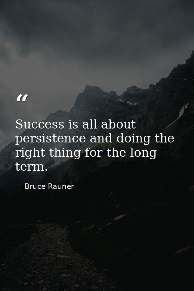 Success is all about persistence and doing the right thing for the long term. — Bruce Rauner