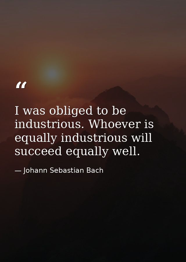 I was obliged to be industrious. Whoever is equally industrious will succeed equally well. — Johann Sebastian Bach
