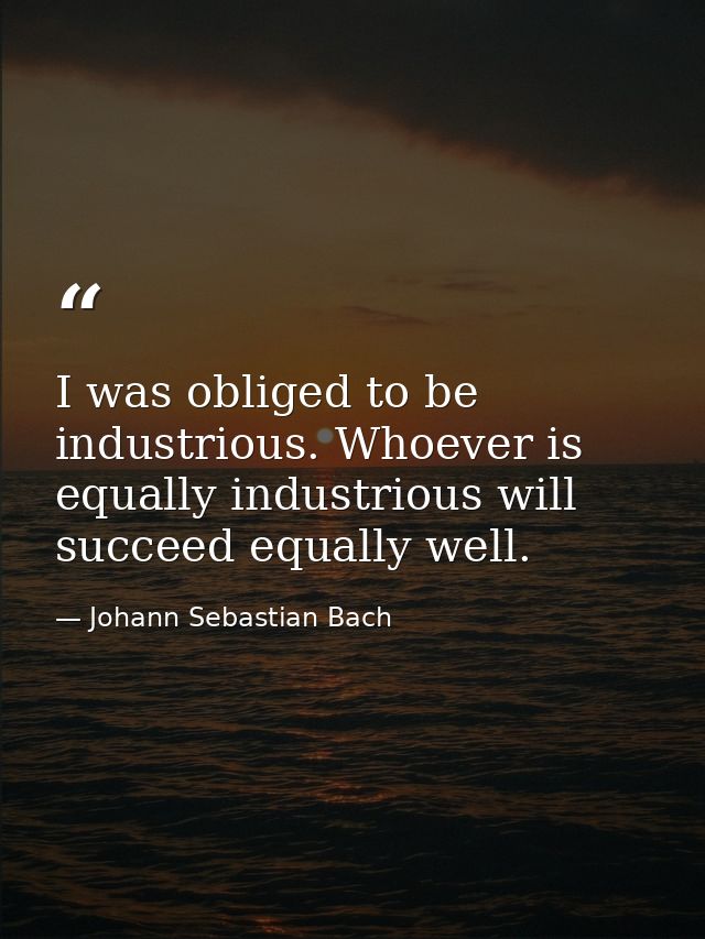 I was obliged to be industrious. Whoever is equally industrious will succeed equally well. — Johann Sebastian Bach