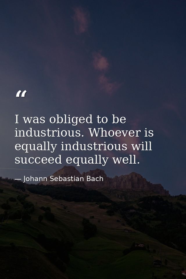 I was obliged to be industrious. Whoever is equally industrious will succeed equally well. — Johann Sebastian Bach