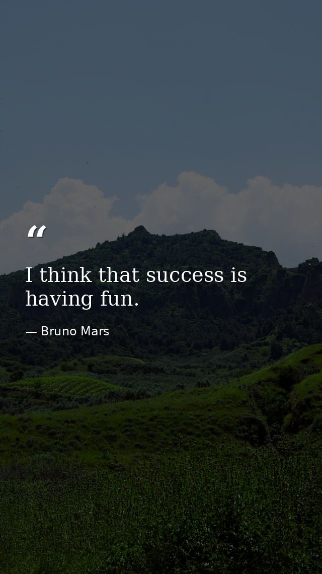 I think that success is having fun. — Bruno Mars