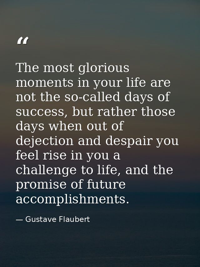 The most glorious moments in your life are not the so-called days of success, but rather those days when out of dejectio — Gustave Flaubert