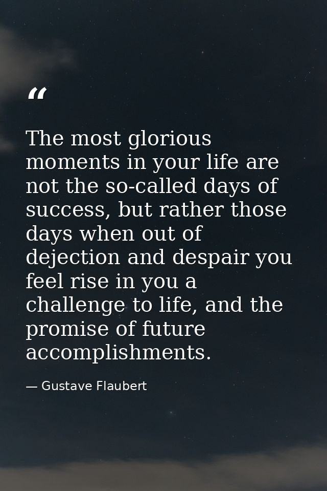 The most glorious moments in your life are not the so-called days of success, but rather those days when out of dejectio — Gustave Flaubert