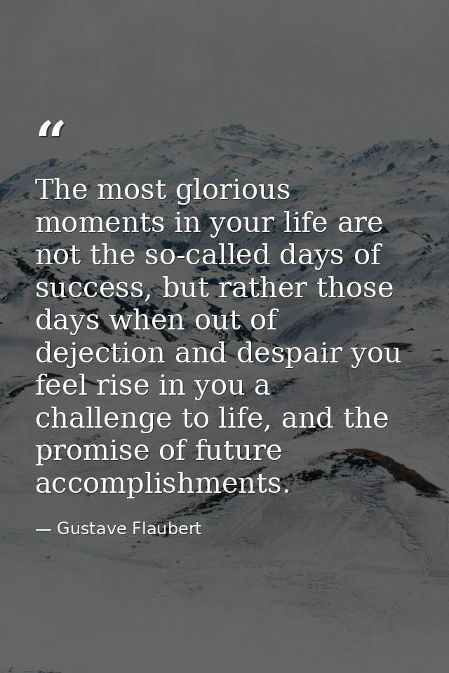The most glorious moments in your life are not the so-called days of success, but rather those days when out of dejectio — Gustave Flaubert