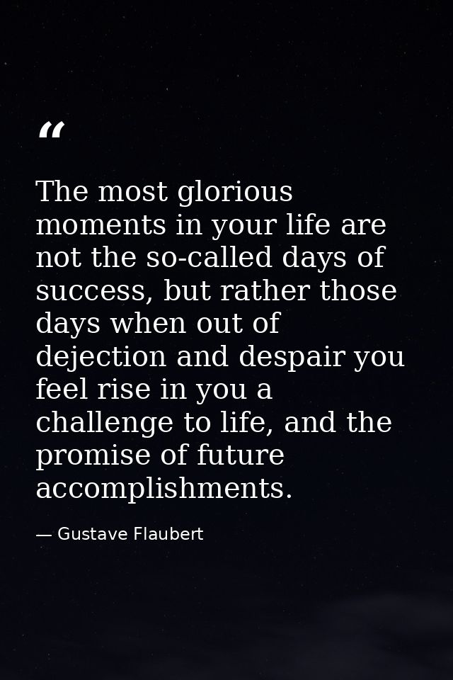 The most glorious moments in your life are not the so-called days of success, but rather those days when out of dejectio — Gustave Flaubert