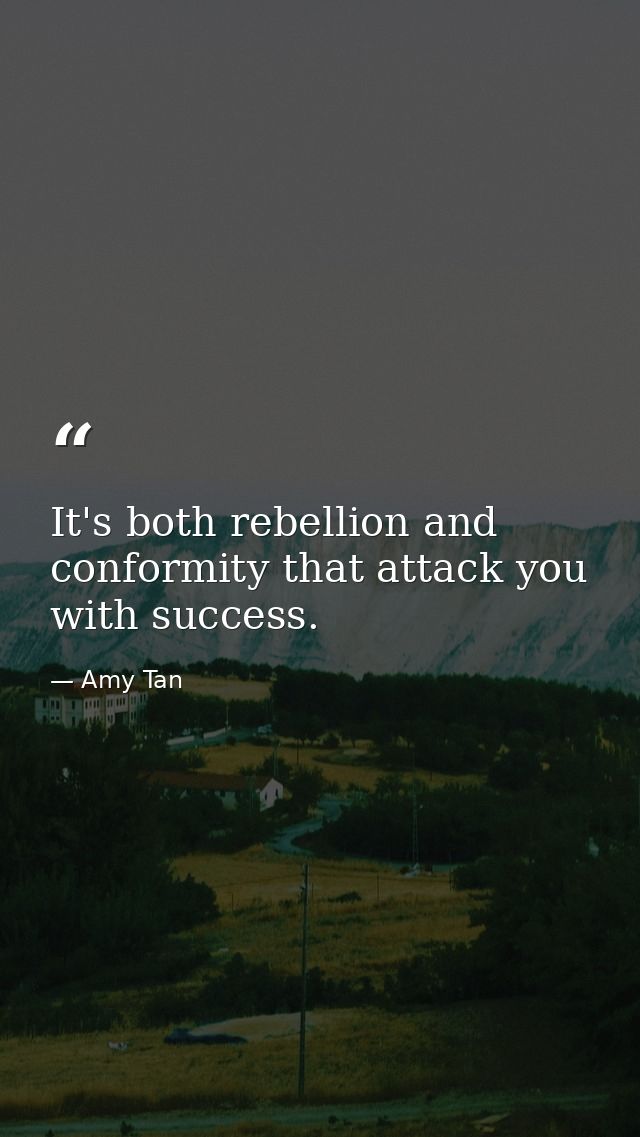 It's both rebellion and conformity that attack you with success. — Amy Tan